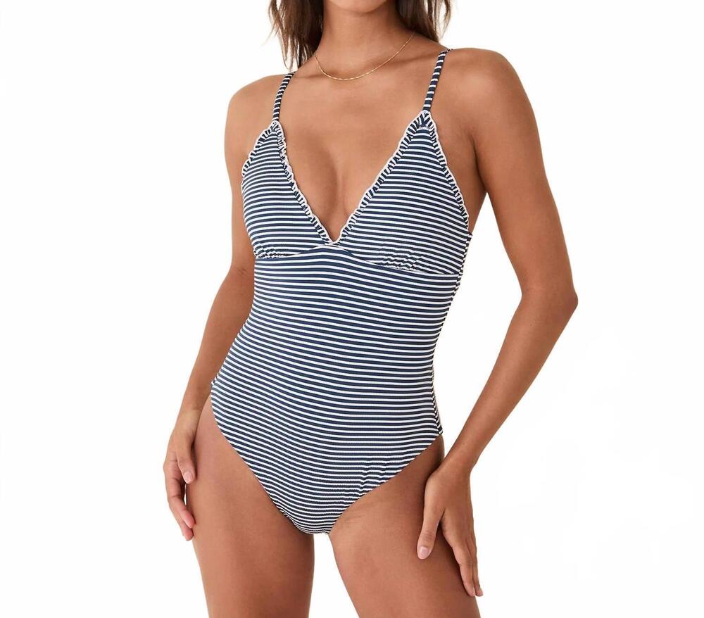 NEW ANDIE SWIM rosarito one piece in cadet seersucker